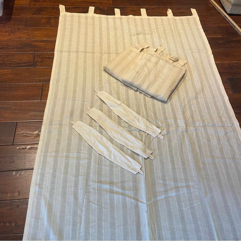 Pier 1 Cream Curtains & Drapes with tiebacks set of 3 EUC